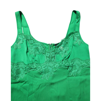 Dolce & Gabbana Green Floral Lace Tank Lingerie Top Underwear