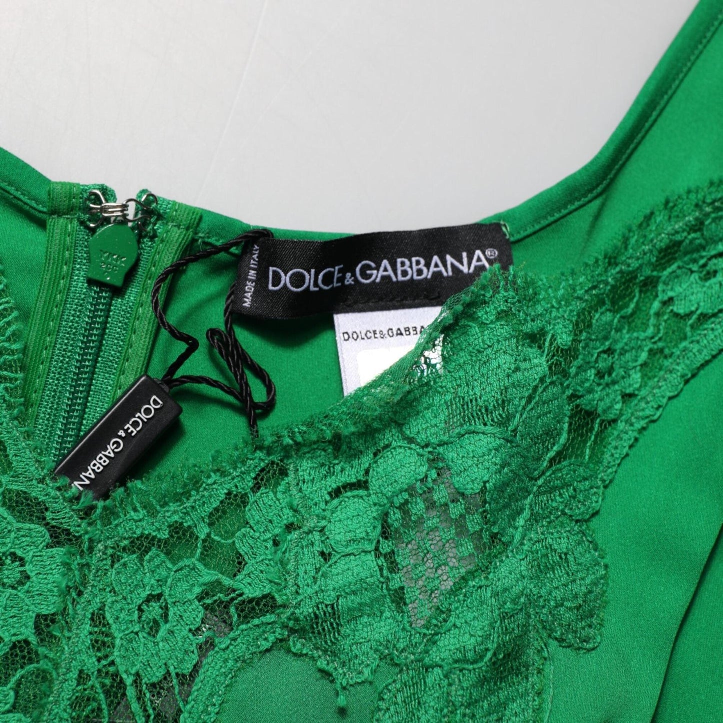 Dolce & Gabbana Green Floral Lace Tank Lingerie Top Underwear