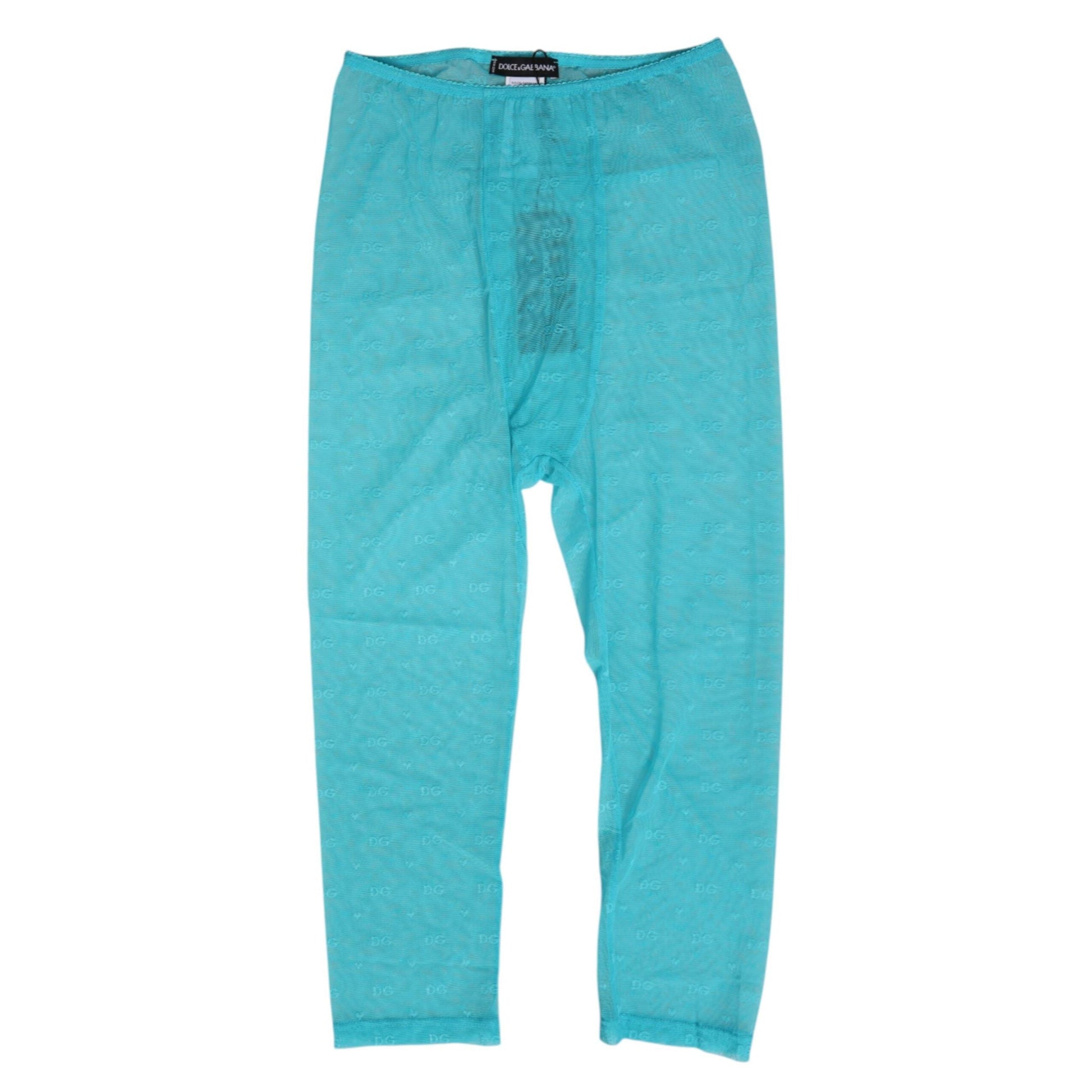 Dolce & Gabbana Light Blue Logo Lace Tight Midi Trouser Underwear