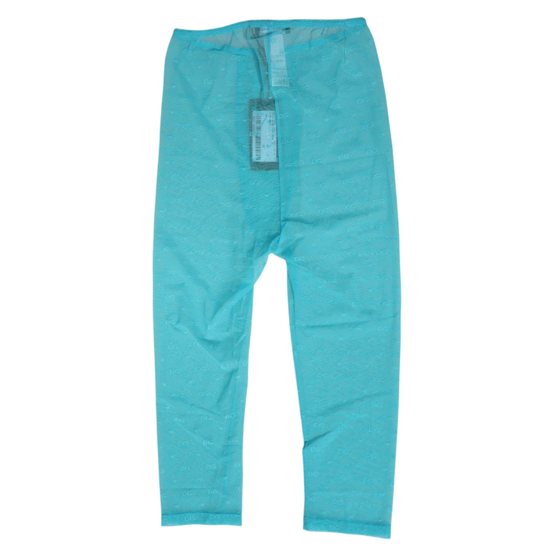 Dolce & Gabbana Light Blue Logo Lace Tight Midi Trouser Underwear