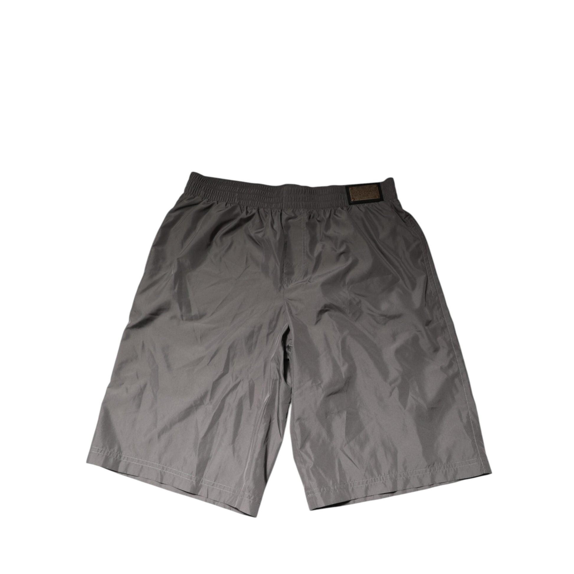 Dolce & Gabbana Light Gray Nylon Elastic Waist Shorts Swimwear