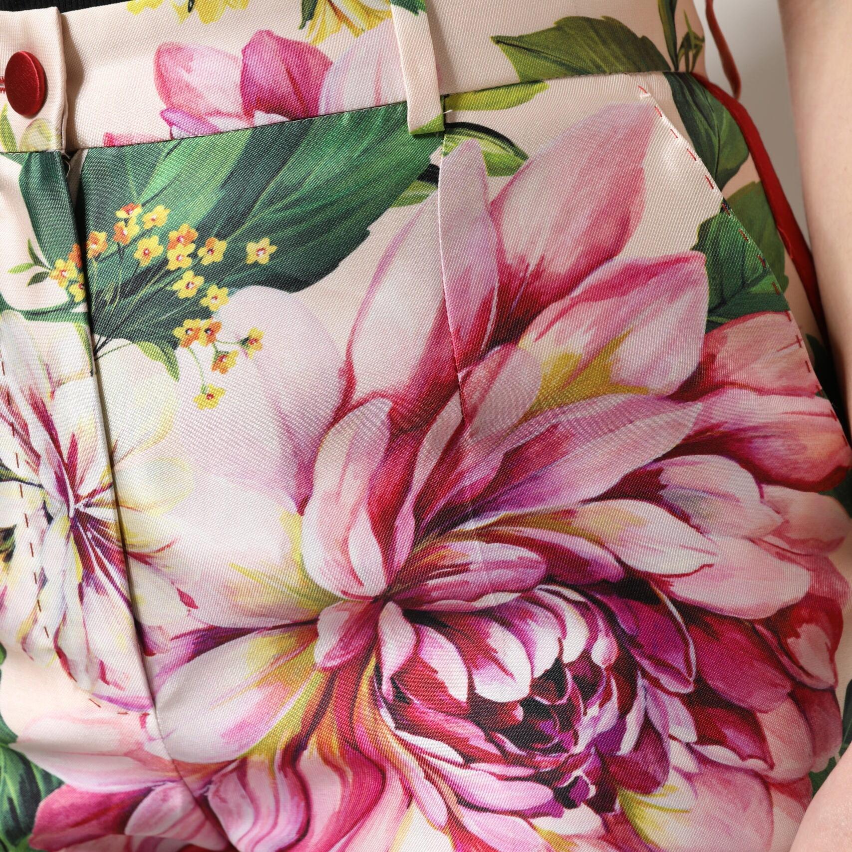 Dolce & Gabbana Multicolor Floral High Waist Straight Pants