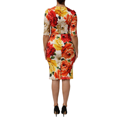 Dolce & Gabbana Multicolor Floral Print Viscose Sheath Dress