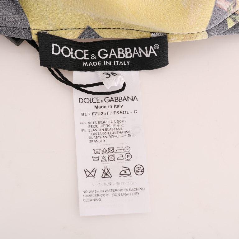 Dolce & Gabbana Multicolor Lemon Silk Stretch T-Shirt