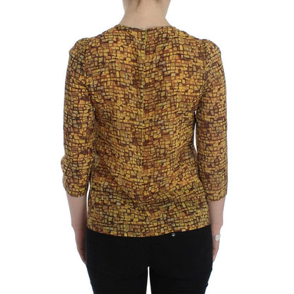 Dolce & Gabbana Multicolor Mosaic Print Silk Blouse T-shirt