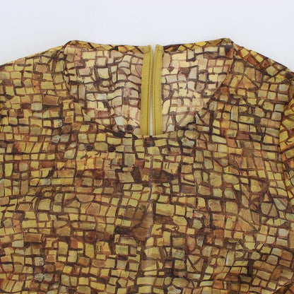 Dolce & Gabbana Multicolor Mosaic Print Silk Blouse T-shirt