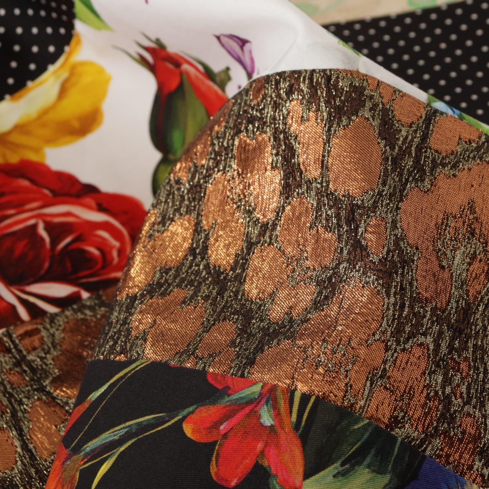 Dolce & Gabbana Multicolor Pachwork Floral Sheath Jaquard Mini Gown Dress