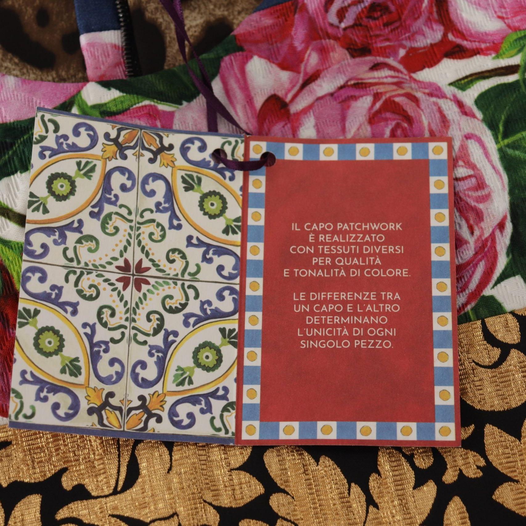 Dolce & Gabbana Multicolor Pachwork Floral Sheath Jaquard Mini Gown Dress