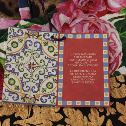 Dolce & Gabbana Multicolor Pachwork Floral Sheath Jaquard Mini Gown Dress