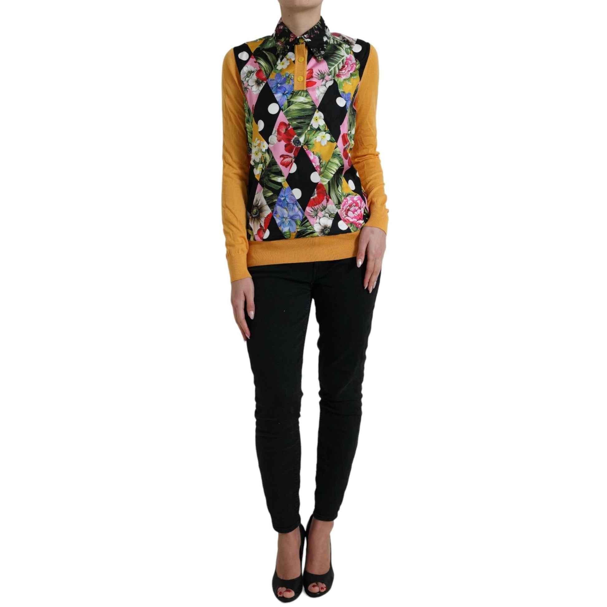 Dolce & Gabbana Multicolor Patchwork Cashmere Henley Sweater