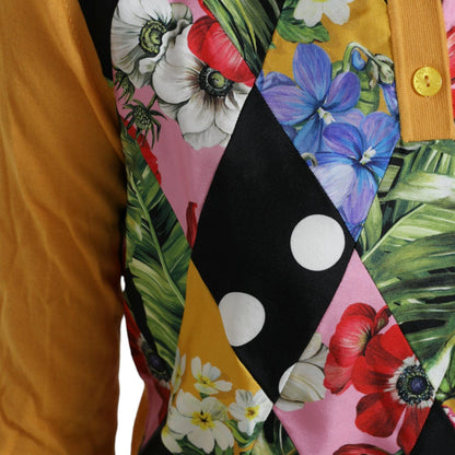 Dolce & Gabbana Multicolor Patchwork Cashmere Henley Sweater