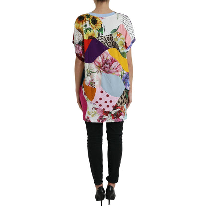 Dolce & Gabbana Multicolor Patchwork Cotton Silk Blouse Top