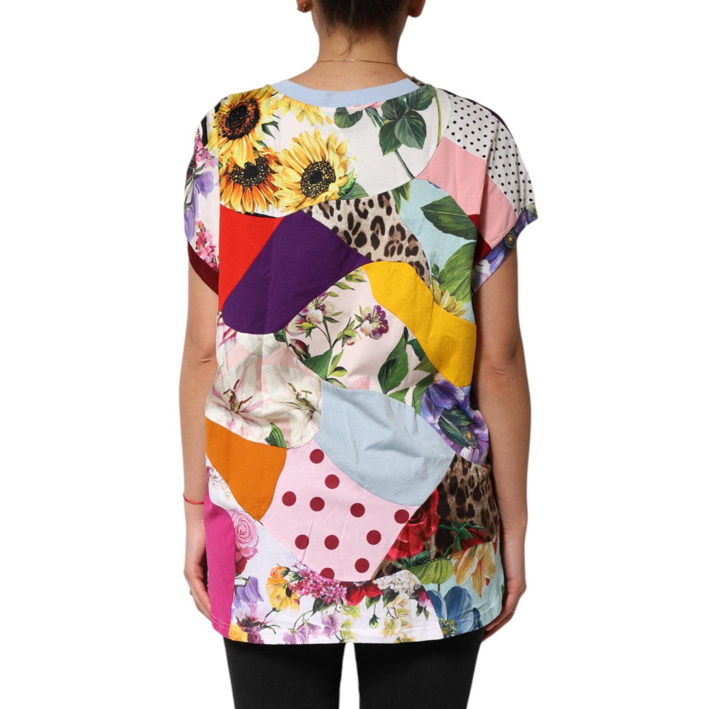 Dolce & Gabbana Multicolor Patchwork Cotton Silk Blouse Top