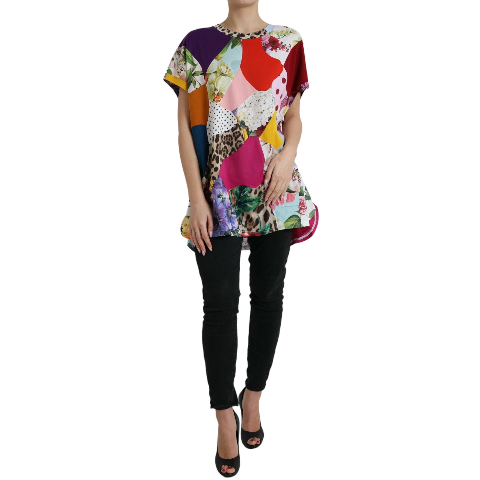 Dolce & Gabbana Multicolor Patchwork Cotton Silk Blouse Top