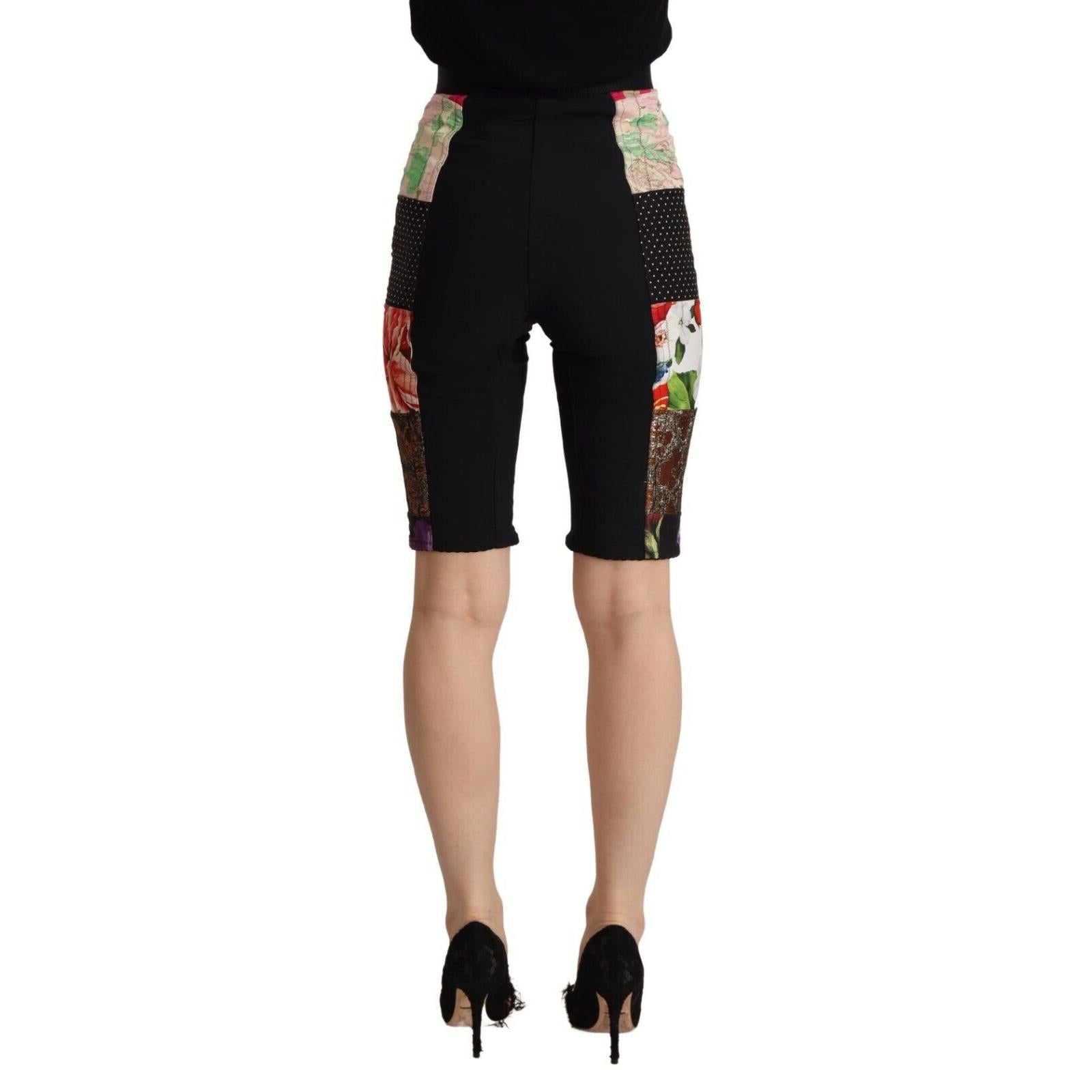 Dolce & Gabbana Multicolor Patchwork High Waist Cropped Pants