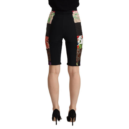 Dolce & Gabbana Multicolor Patchwork High Waist Cropped Pants