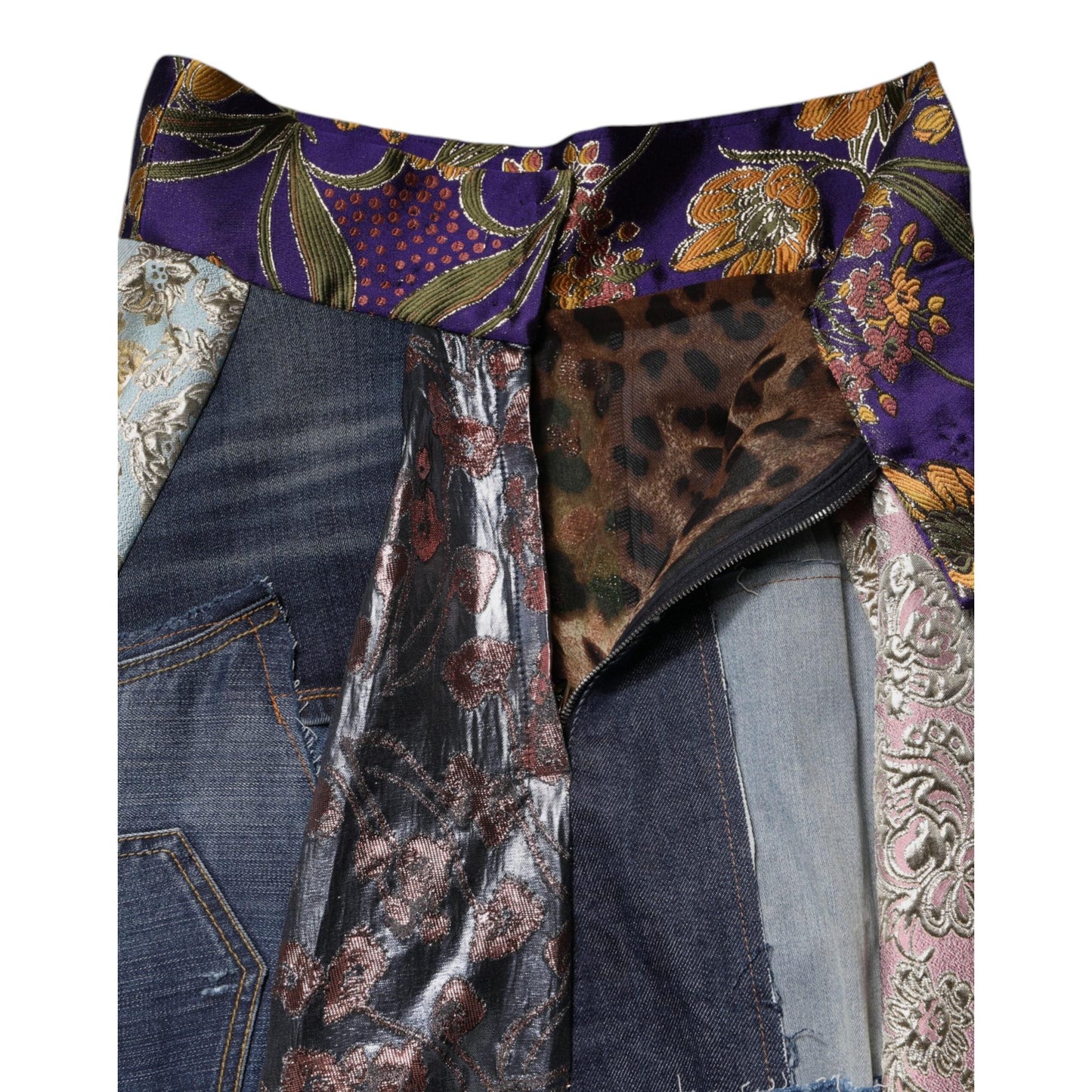 Dolce & Gabbana Multicolor Patchwork High Waisted Midi Skirt