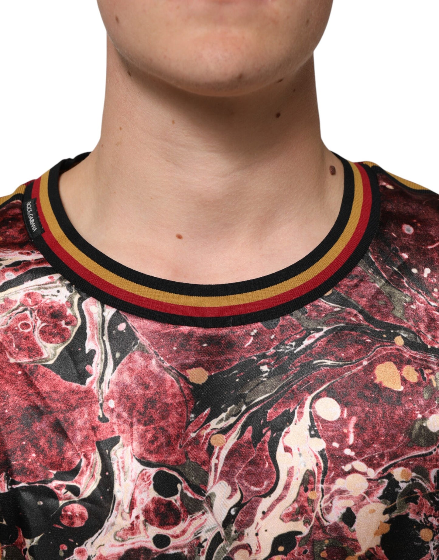 Dolce & Gabbana Multicolor Polyester Marble Print Oversize T-shirt