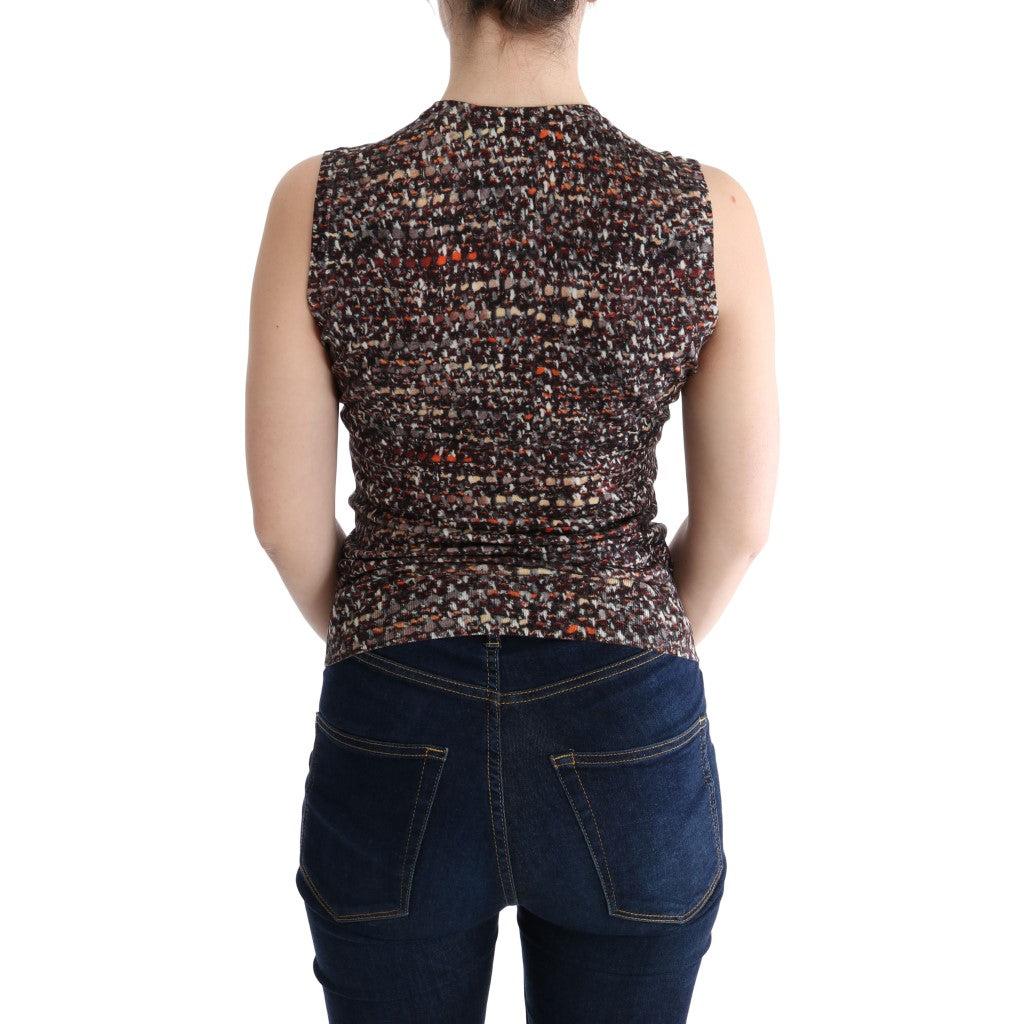 Dolce & Gabbana Multicolor Print Knit Top Wool T-shirt