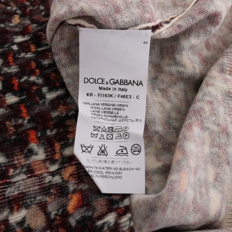 Dolce & Gabbana Multicolor Print Knit Top Wool T-shirt
