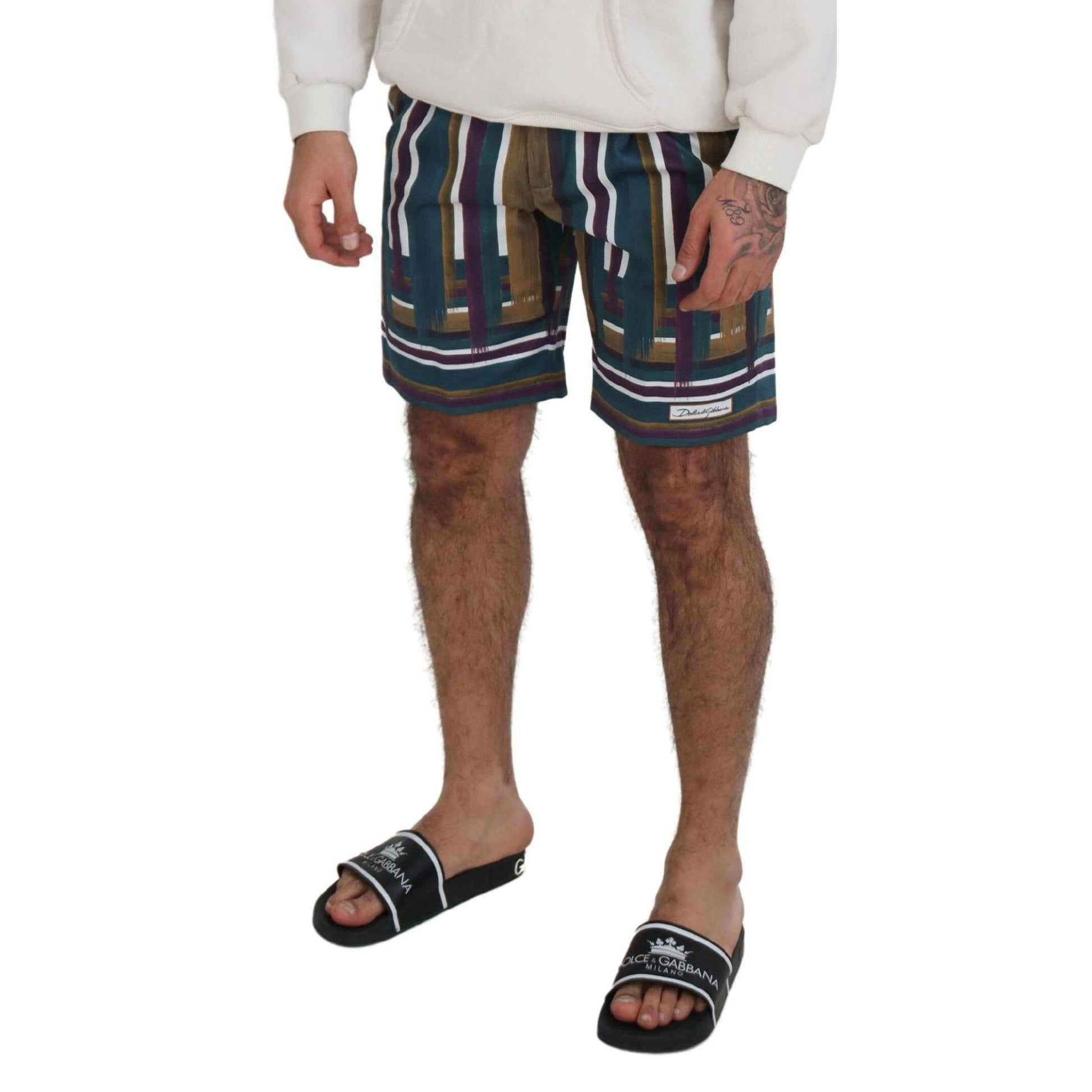 Dolce & Gabbana Multicolor Striped Stretch Cotton Shorts