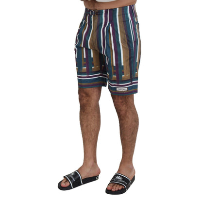 Dolce & Gabbana Multicolor Striped Stretch Cotton Shorts