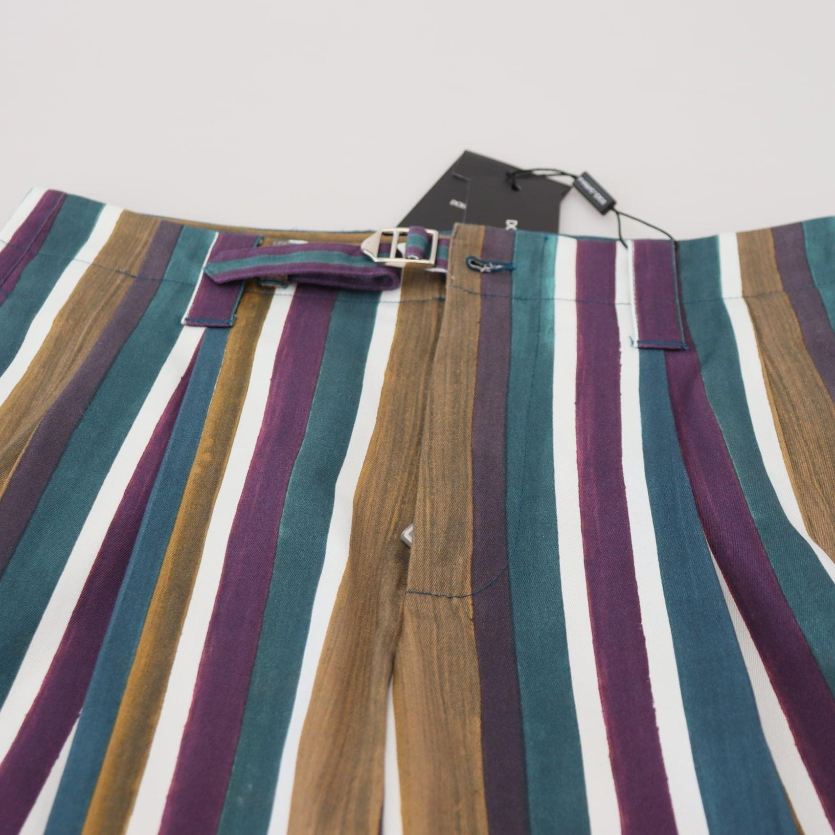 Dolce & Gabbana Multicolor Striped Stretch Cotton Shorts