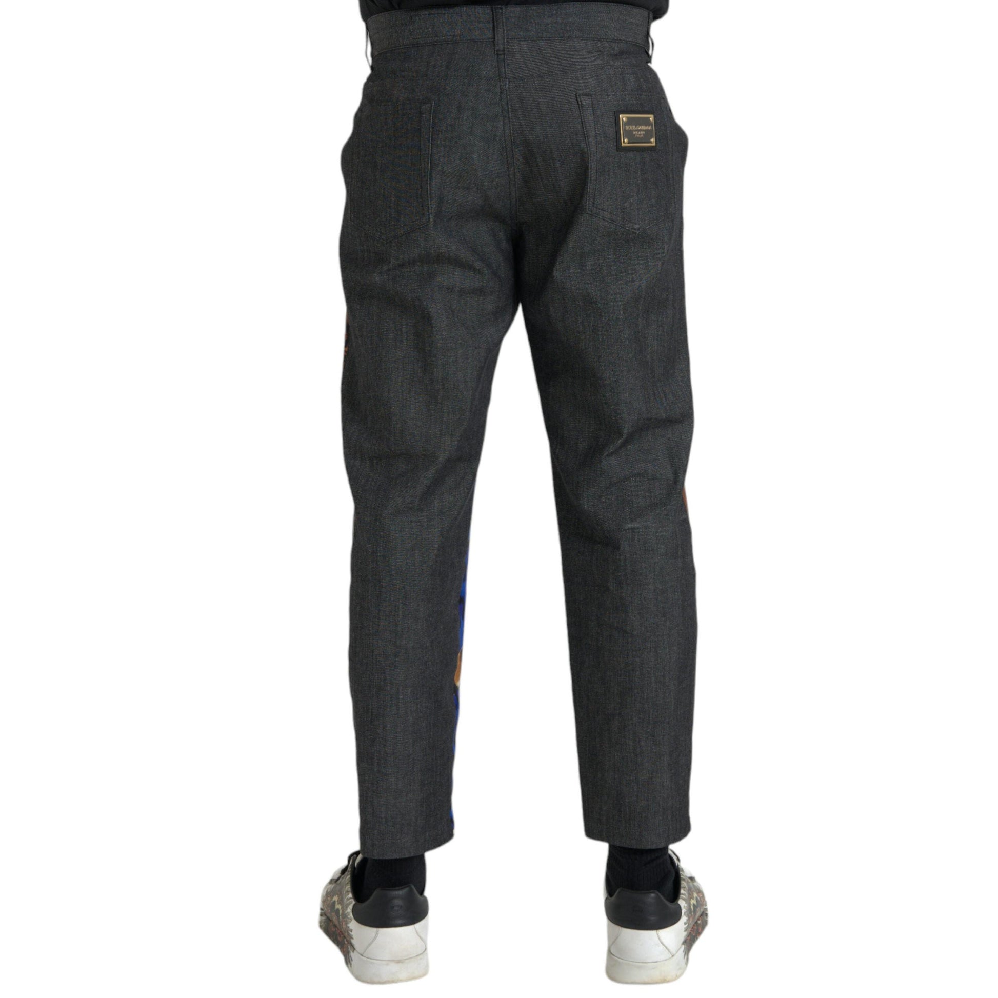 Dolce & Gabbana Multicolor Tiger Leopard Cotton Loose Tapered Pants