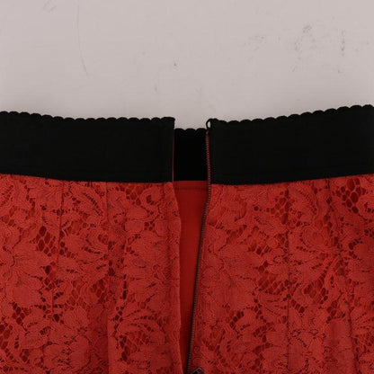 Dolce & Gabbana Orange Macramé Lace Pencil Skirt