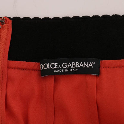 Dolce & Gabbana Orange Macramé Lace Pencil Skirt