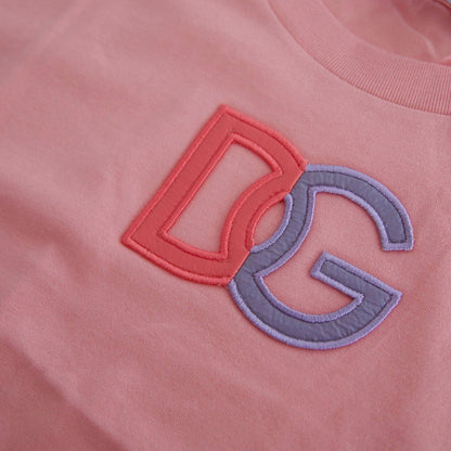 Dolce & Gabbana Pink Cotton DG Logo Crew Neck Tank T-shirt
