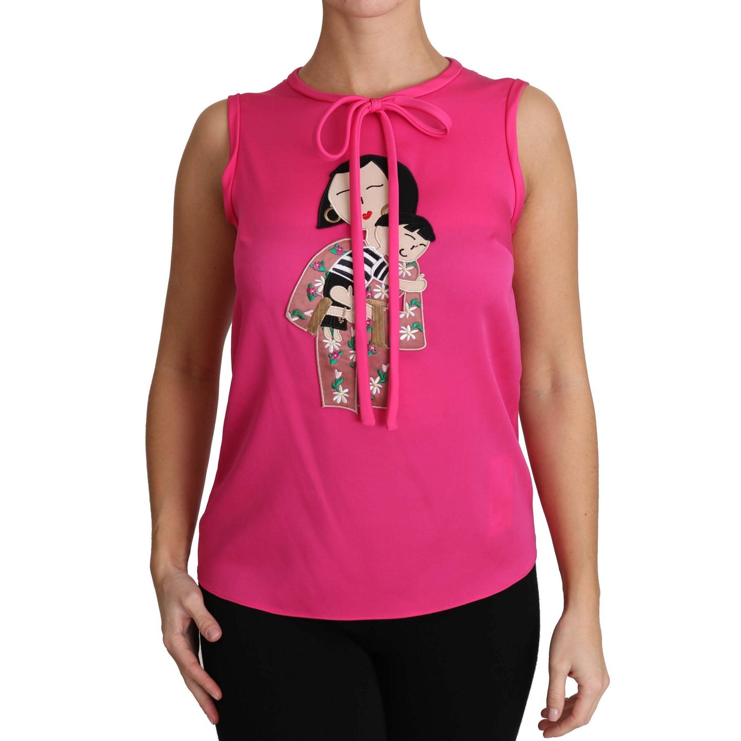 Dolce & Gabbana Pink Family Silk Tank Mama Blouse Top Shirt
