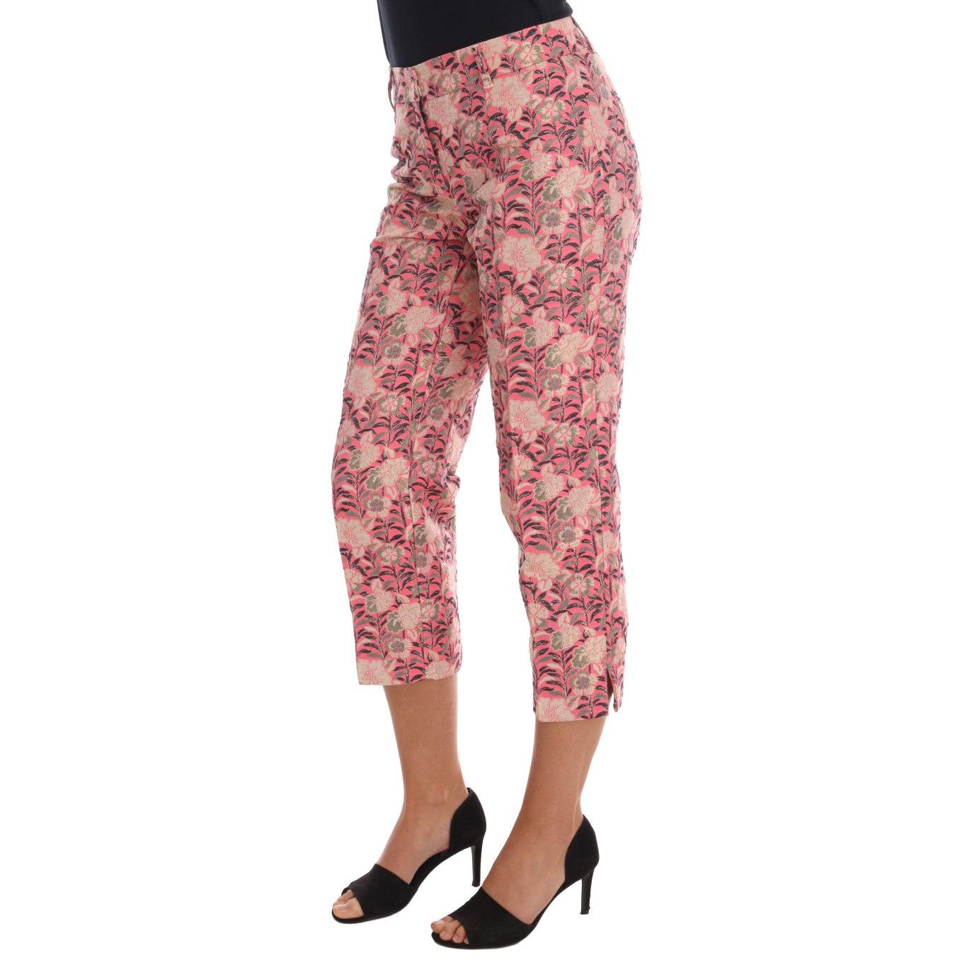 Dolce & Gabbana Pink Floral Brocade Capri Pants