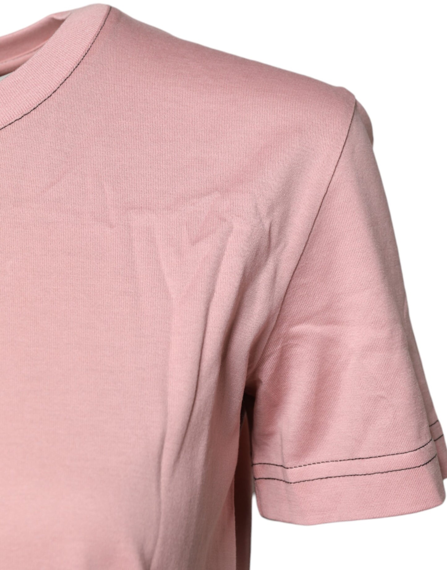 Dolce & Gabbana Pink Logo Print Cotton Crew Neck T-shirt