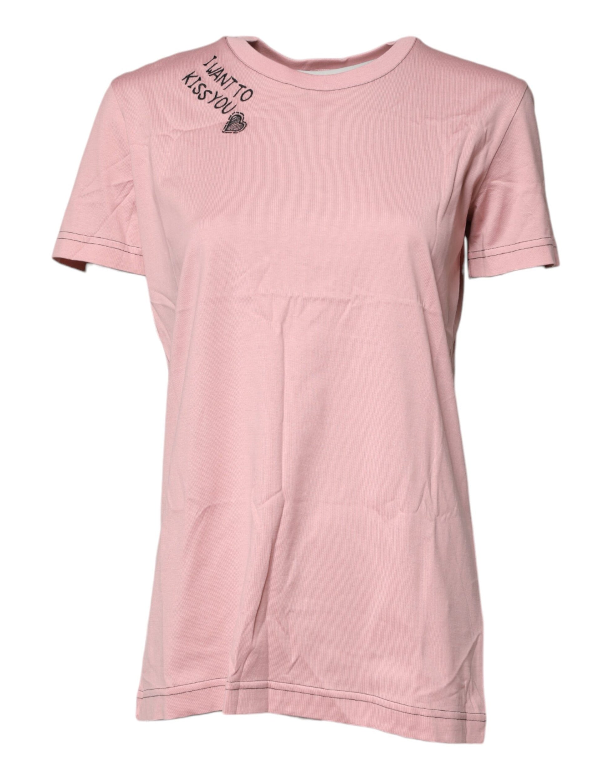 Dolce & Gabbana Pink Logo Print Cotton Crew Neck T-shirt