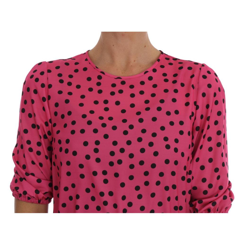 Dolce & Gabbana Pink Polka Dotted Silk Blouse