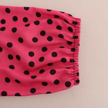 Dolce & Gabbana Pink Polka Dotted Silk Blouse