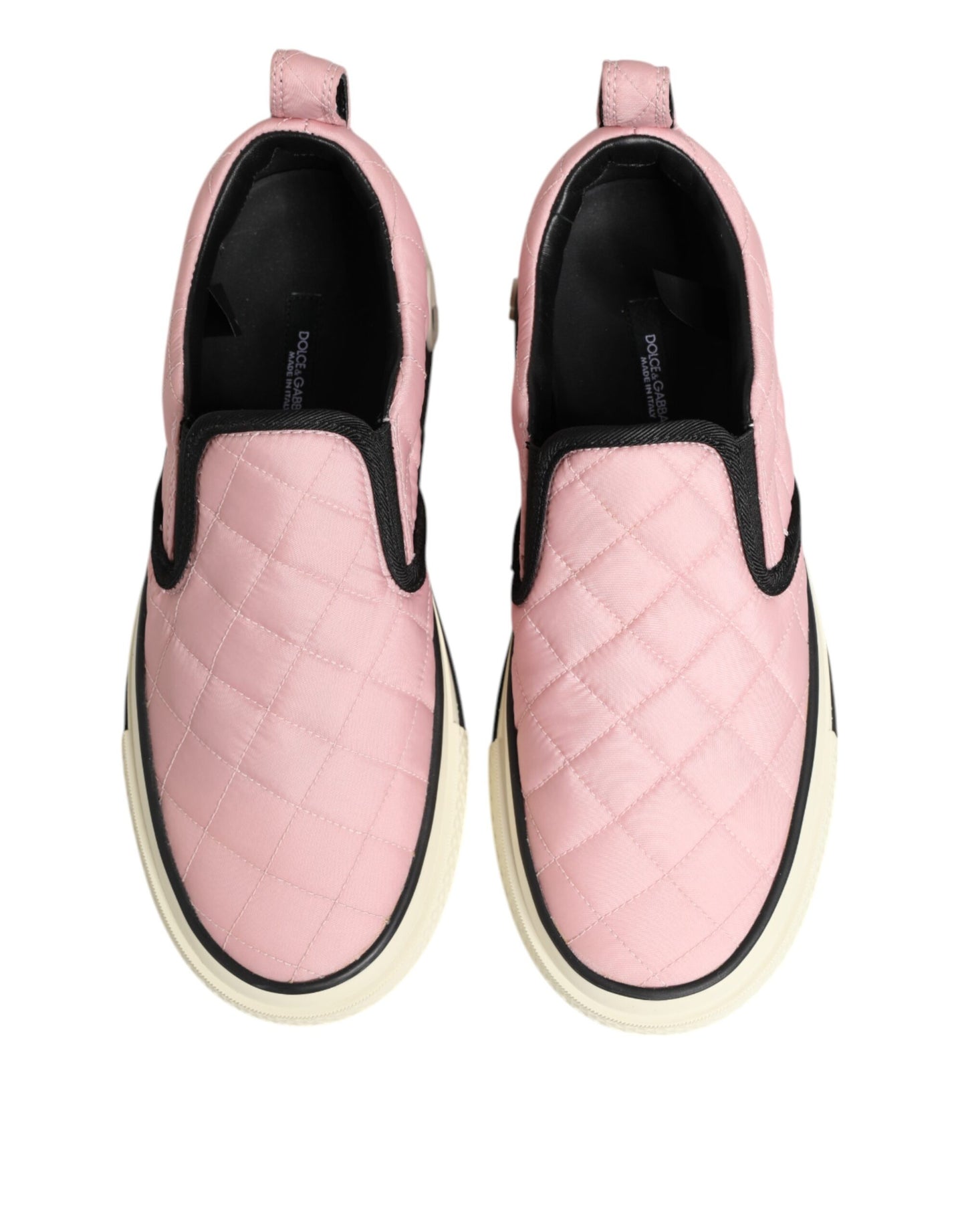 Dolce & Gabbana Pink Quilted Nylon Slip-On Sneakers Shoes