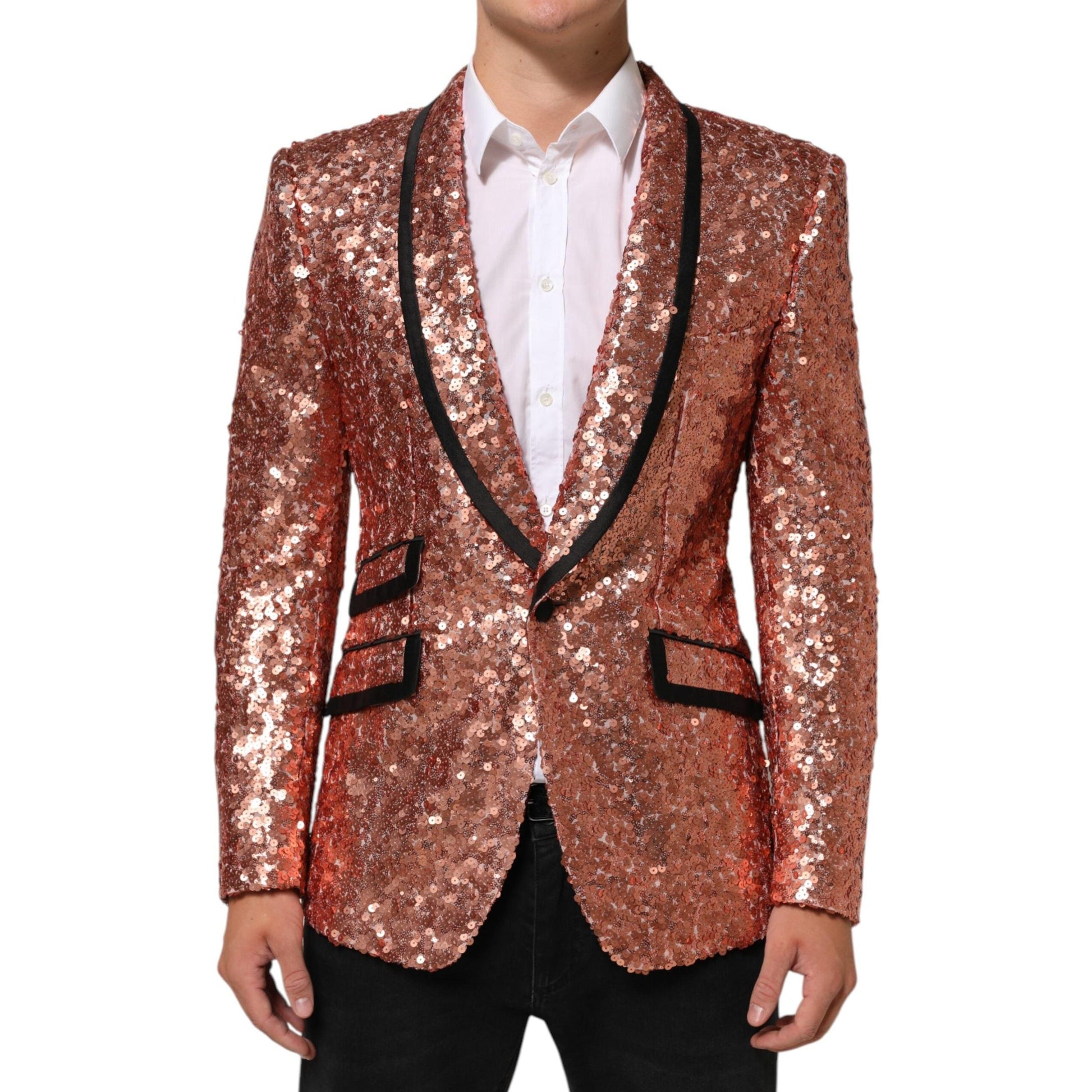 Dolce & Gabbana Pink Sequin SICILIA 1 Button Men Suit Blazer