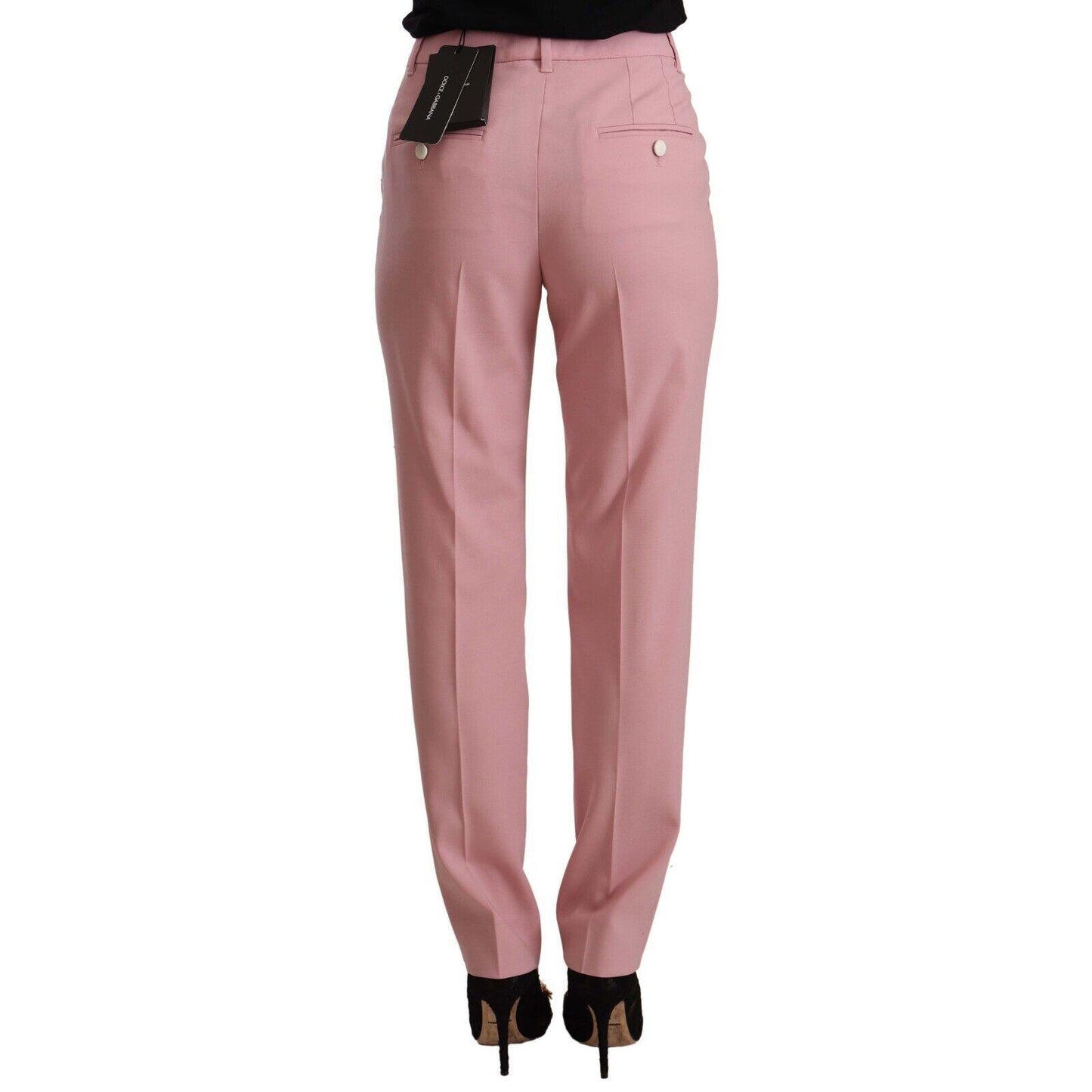 Dolce & Gabbana Pink Wool Stretch High Waist Trouser Pants