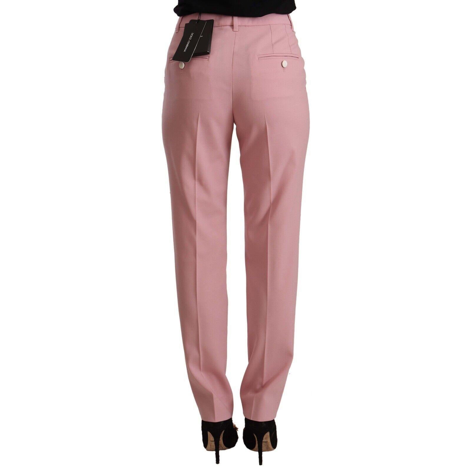 Dolce & Gabbana Pink Wool Stretch High Waist Trouser Pants