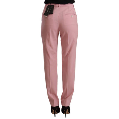 Dolce & Gabbana Pink Wool Stretch High Waist Trouser Pants