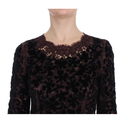 Dolce & Gabbana Purple Floral Lace Ricamo Maxi Dress