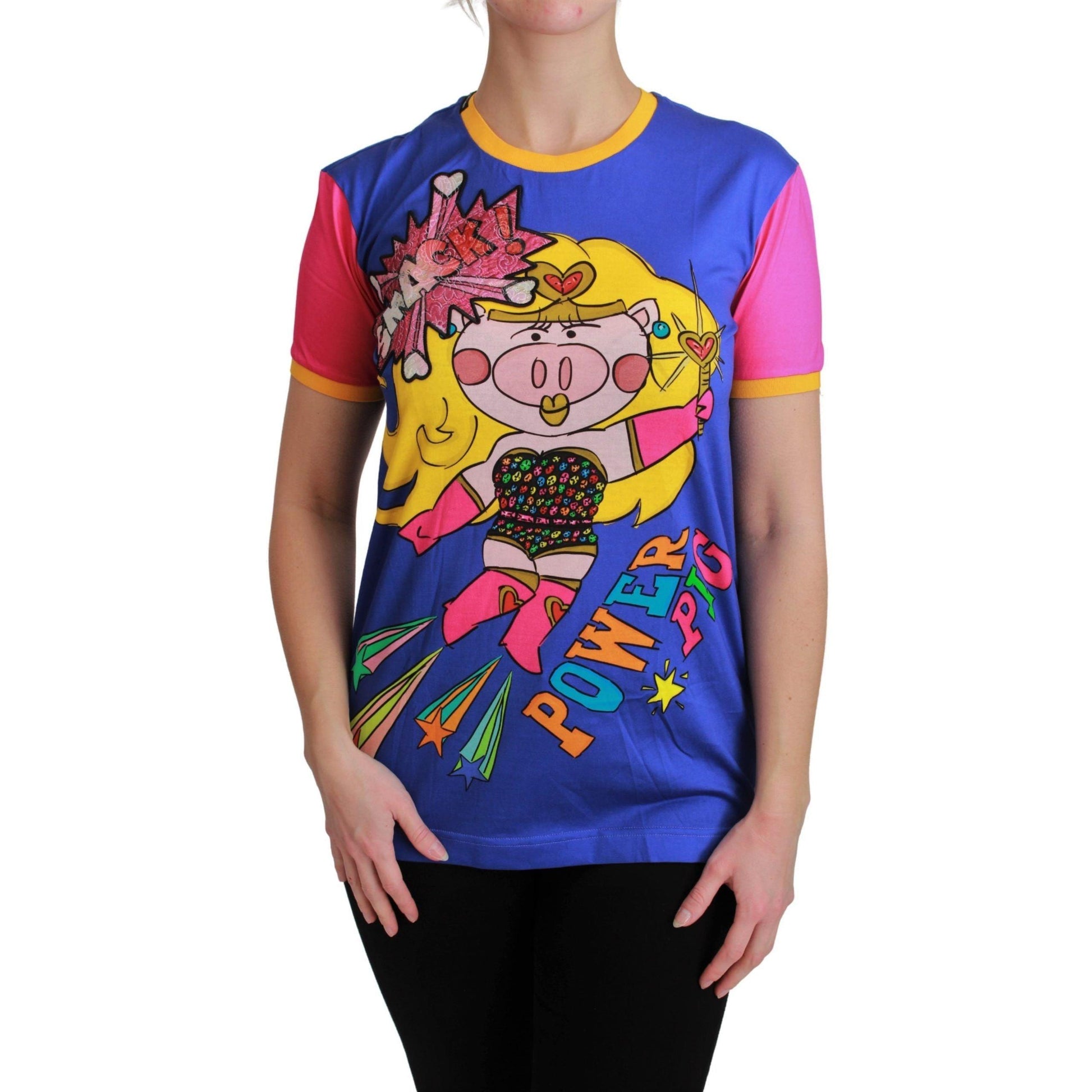 Dolce & Gabbana Purple PIG SUPERGIRL Top Cotton T-shirt