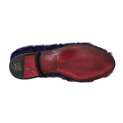 Dolce & Gabbana Purple Sheep Fur Leather Loafers