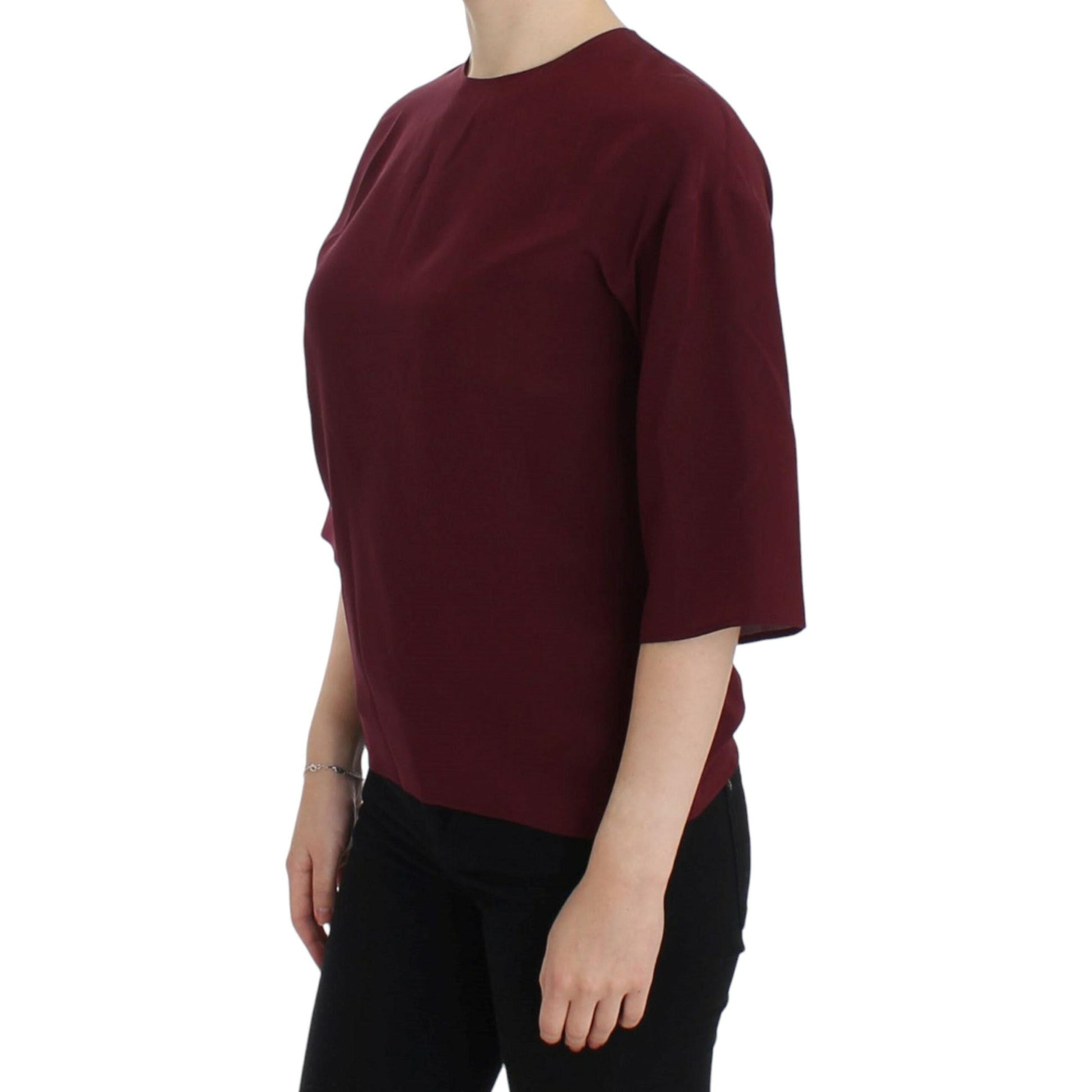 Dolce & Gabbana Red 3/4 sleeve silk blouse