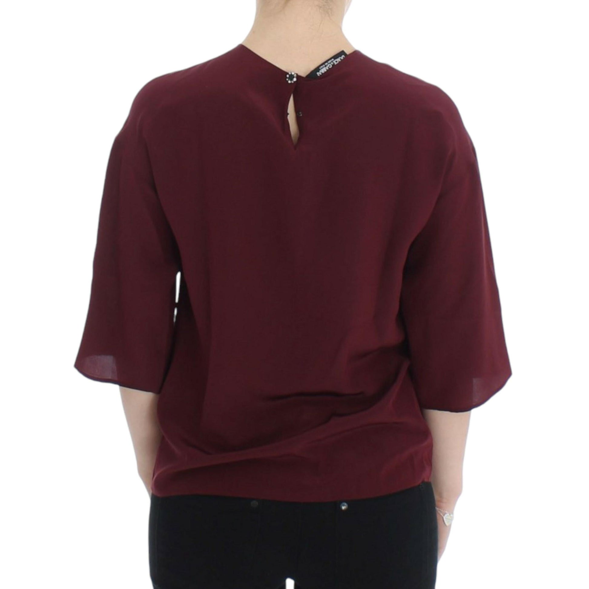 Dolce & Gabbana Red 3/4 sleeve silk blouse