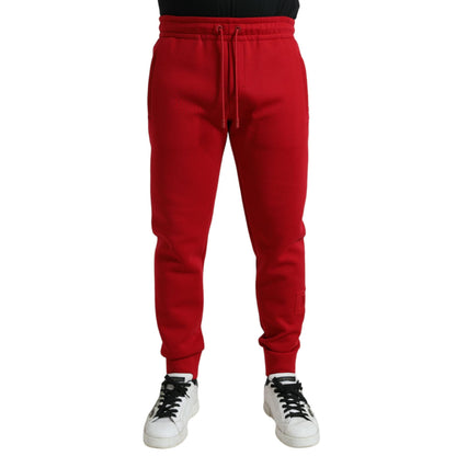 Dolce & Gabbana Red Cotton Blend Skinny Jogger Pants