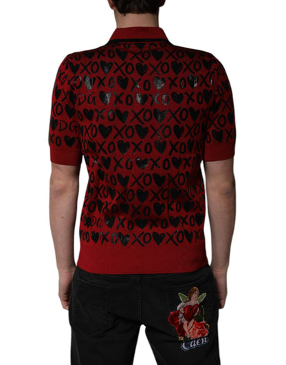 Dolce & Gabbana Red Cotton XOXO Collared Polo T-shirt