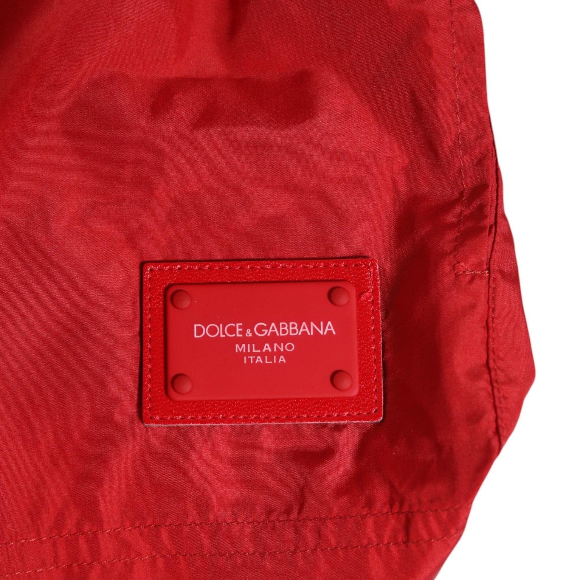Dolce & Gabbana Red Drawstring Beachwear Men Shorts Swimwear